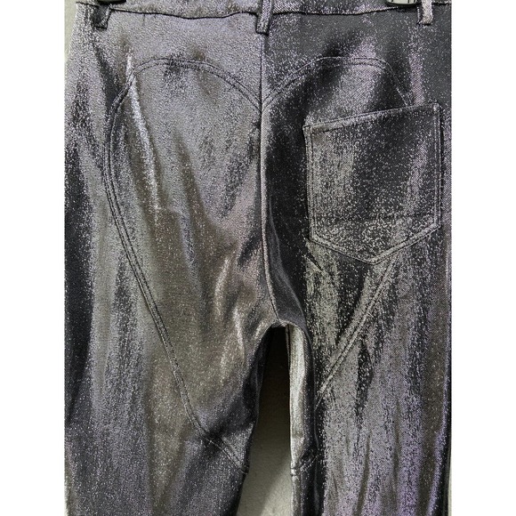 AREA Leggings Womens Size 6 Metallic Moto-knee Leggings In Silver Zip Leg Club - Picture 12 of 16